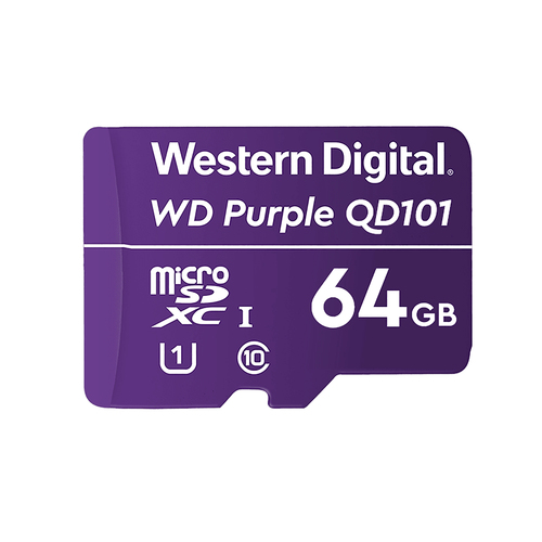 [WDD064G1P0C] Memoria Micro Sd Western Digital Purple 64gb Sdxc Qd101, Ideal Para Videovigilancia 24/7