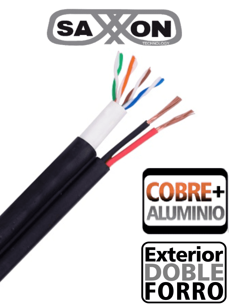 [OUTP5ECCAEXT2E] Cable UTP Siamés Saxxon Cat5e , Negro, Doble forro