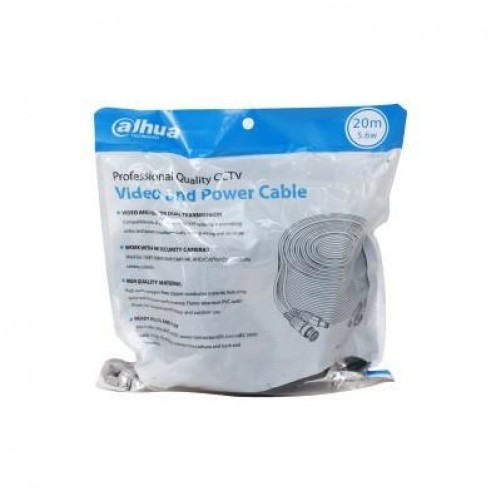 [DH-PFM942I-20-5] Cable De Video Y Energia Dahua, 20mts, Hasta 4k, Exterior E Interior, Ahd/cvi/tvi/cvbs, Negro