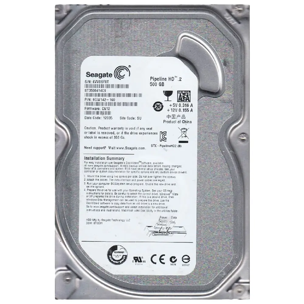 [ST500VM000-NP] Disco Duro Serial Ata Seagate Pipeline Hd.2, 500gb, 5900rpm, 3.5 Pulgadas *new Pull*, Videovigilancia