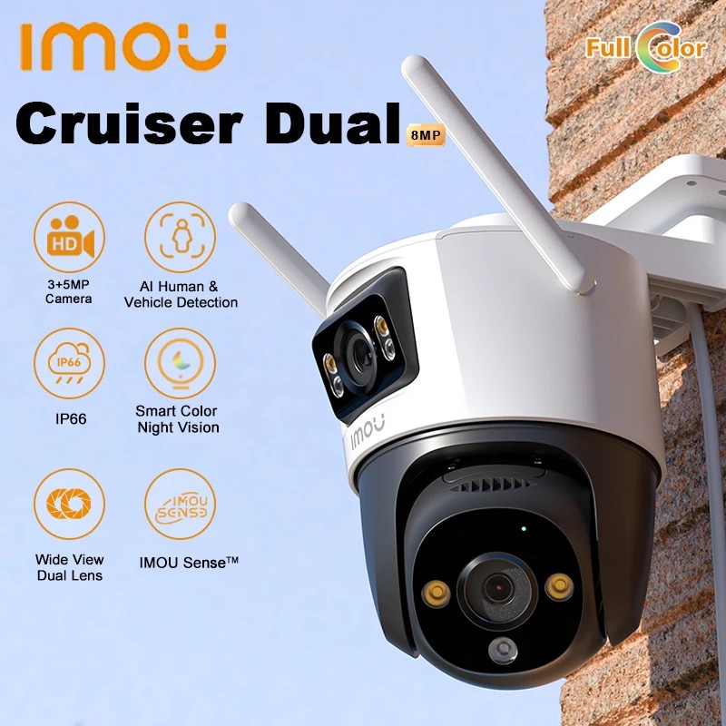 [IPC-S7XN-8M0WED] Camara Ip Imou Cruiser Dual 8mp, Wifi, Full Color, Exterior, Alarma, Audio Bidireccional