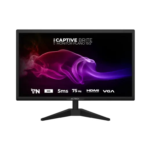 Monitor Acteck Captive Brite Cb195 19.5" Tn, Hdmi, Vga, 75hz, 5ms, Vesa, Negro